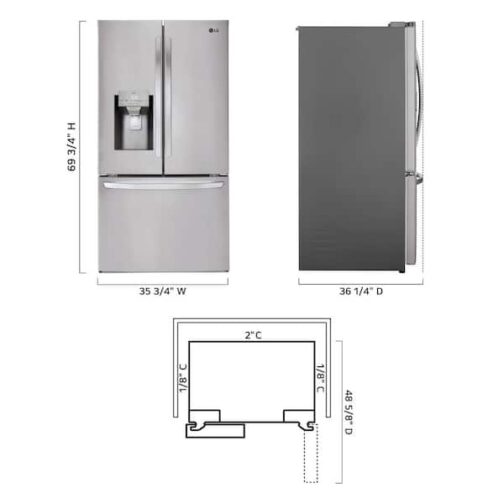 LG 28 cu. ft. 3 Door French Door Refrigerator with Ice and Water Dispenser and Craft Ice in PrintProof Stainless Steel LHFS28XBS