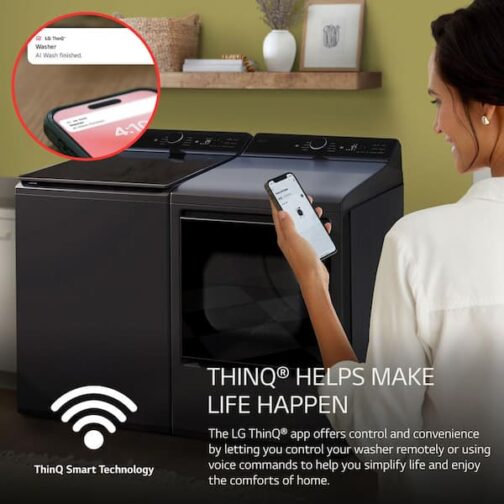 LG 5.5 cu. ft. SMART Top Load Washer in Matte Black with Impeller, Easy Unload and TurboWash3D Technology WT8400CB