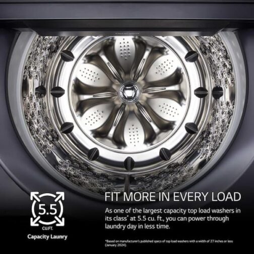 LG 5.5 cu. ft. SMART Top Load Washer in Matte Black with Impeller, Easy Unload and TurboWash3D Technology WT8400CB