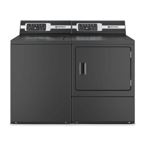 Speed Queen Top Load Laundry Pair with TR7003BN 26 inch Top Load Washer and DR7004BE 27 inch Electric Dryer (Matte Black) - Homery