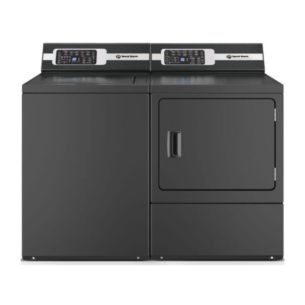 Speed Queen Top Load Laundry Pair with TR7003BN 26 inch Top Load Washer and DR7004BE 27 inch Electric Dryer (Matte Black) - Homery