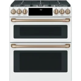 Cafe CGS750P4MW2 30 Inch Slide-In Gas Smart Range with 6 Sealed Burners, Double Oven, 6.7 Cu. Ft.