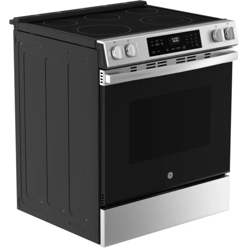 GE 500 Series GRS500PVSS 30 Inch Slide-In Electric Range with 5 Smoothtop Elements, 5.3 cu. ft.