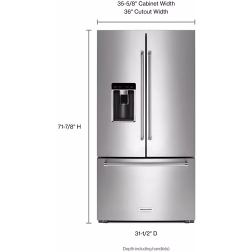 KitchenAid KRFC704FPS 36 Inch Counter-Depth French Door Refrigerator with 23.8 cu. ft - Image 6