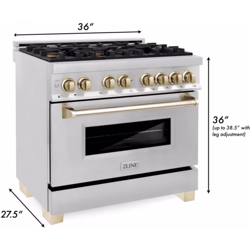 ZLINE Autograph Edition RAZ36G 36 Inch Freestanding Dual Fuel Range with 6 Sealed Burners - Image 6