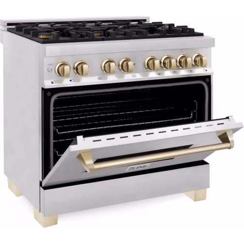 ZLINE Autograph Edition RAZ36G 36 Inch Freestanding Dual Fuel Range with 6 Sealed Burners - Image 4