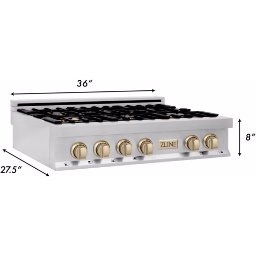 ZLINE Autograph Edition RTZ36G 36 Inch Gas Rangetop with 6 Sealed Brass Burner - Image 5